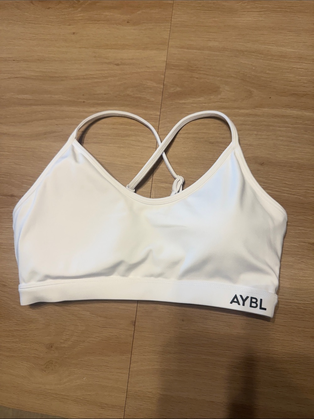 AYBL White Cross-Back Light Support Sports Bra